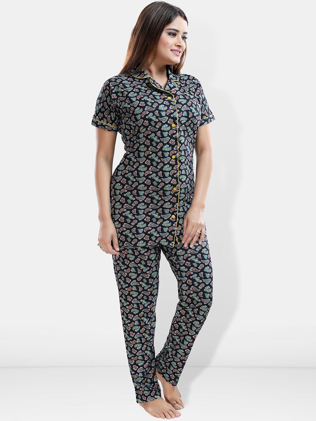 Ethnic Motifs Printed Shirt With Pyjamas