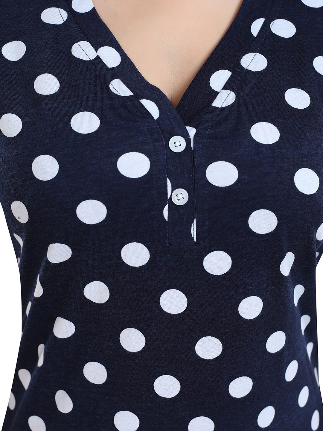 Polka Dots Printed T-shirt Nightdress