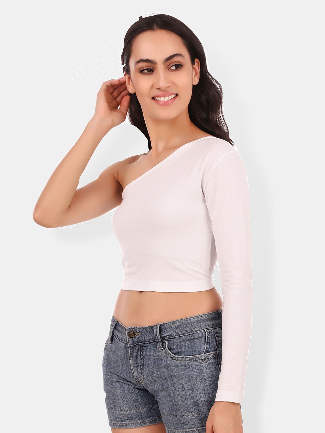 One Shoulder Cotton Crop Top