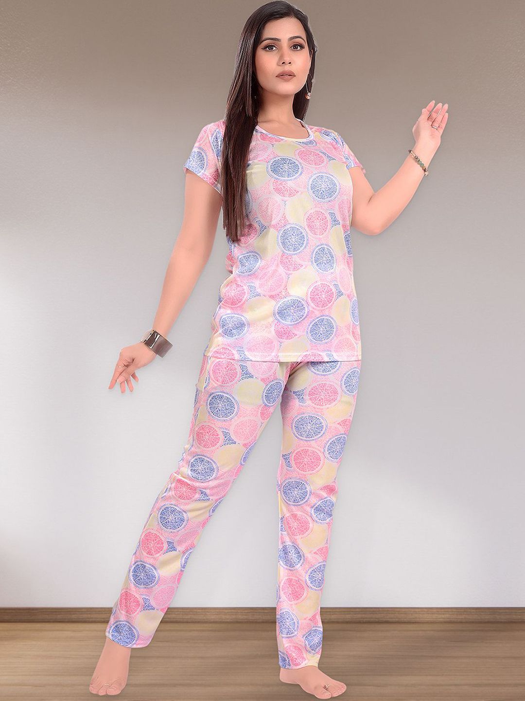 Women Pack Of 2 Geometric Printed Top Pyjamas Night suit