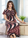 Be You Sarina Satin Spiral Printed Maxi Nightdress