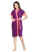 purple women bathrobe front open design
