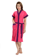 Pink-Purple Terry Cotton Two-tone Half Sleeves Pack of 1 Bath Gown