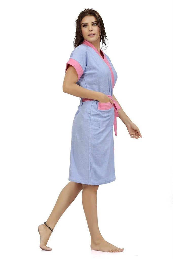 terry cotton women shower robe knee length
