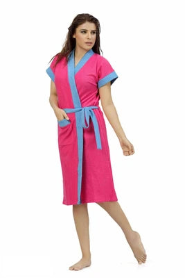 Short sleeve women bath gown terry cotton fabric
