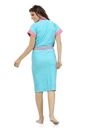 absorbent women bath robe after shower
