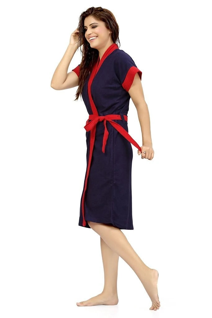 terry cotton women bath gown after shower
