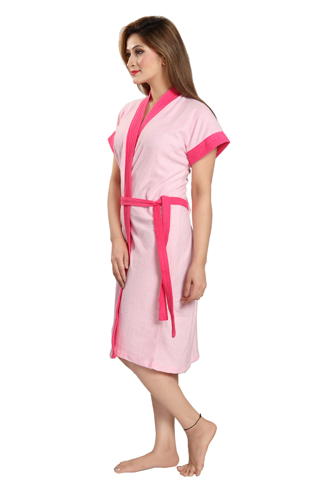 Pink Terry Cotton Women Bath Robe