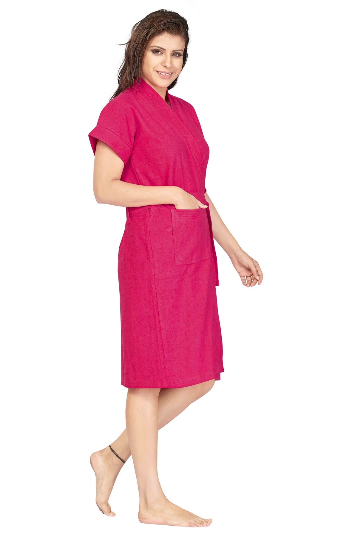 Solid Terry Cotton Bath Robe for Women SIDE