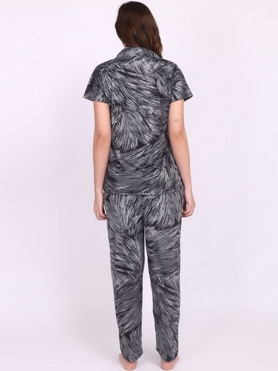Women Sarina Satin Abstract Print Top & Pyjama Night Suit