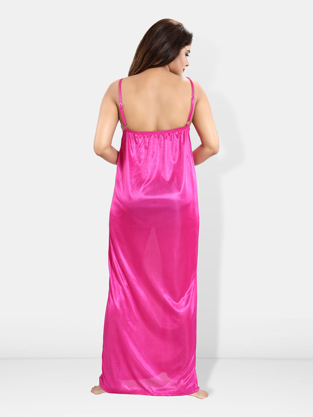 Pink Satin Nighty For Women  