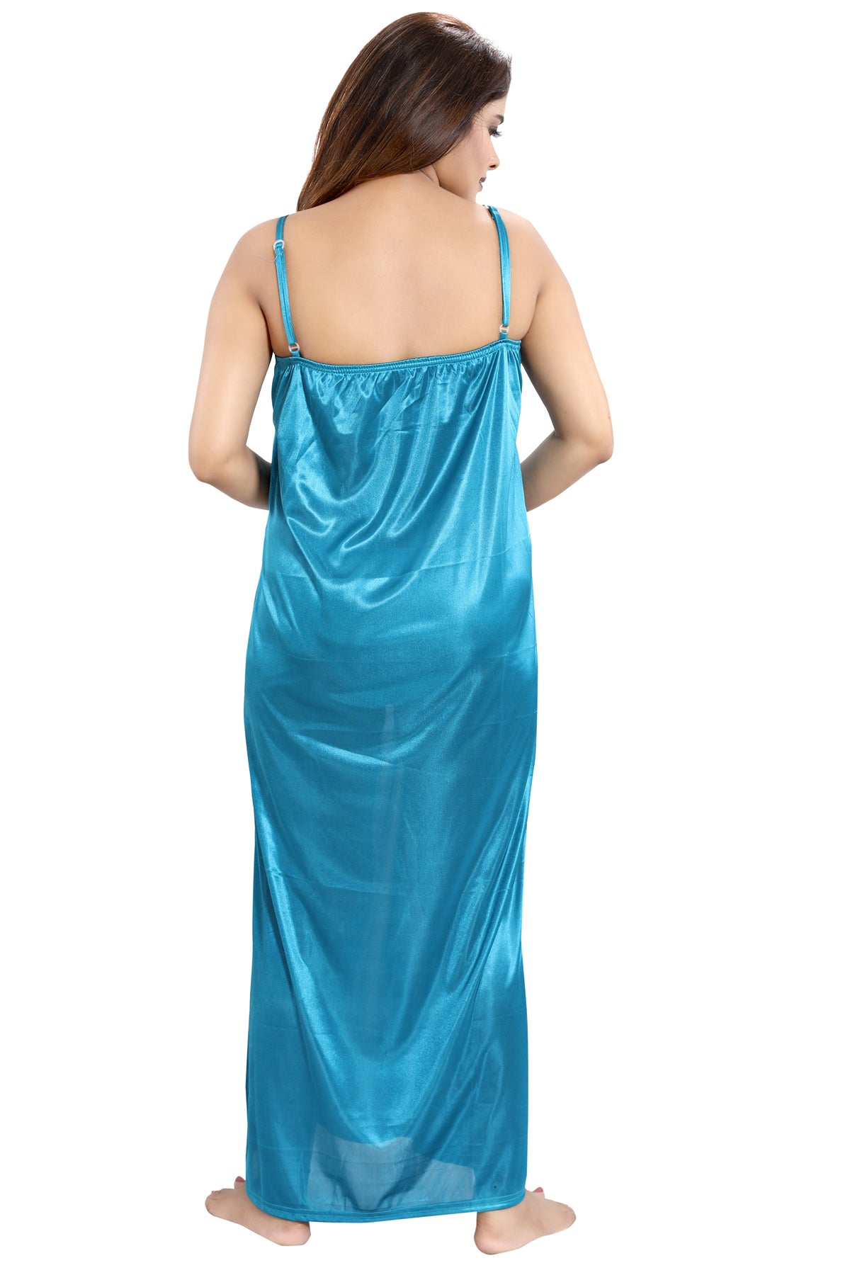 Sky Blue Satin Nighty Back