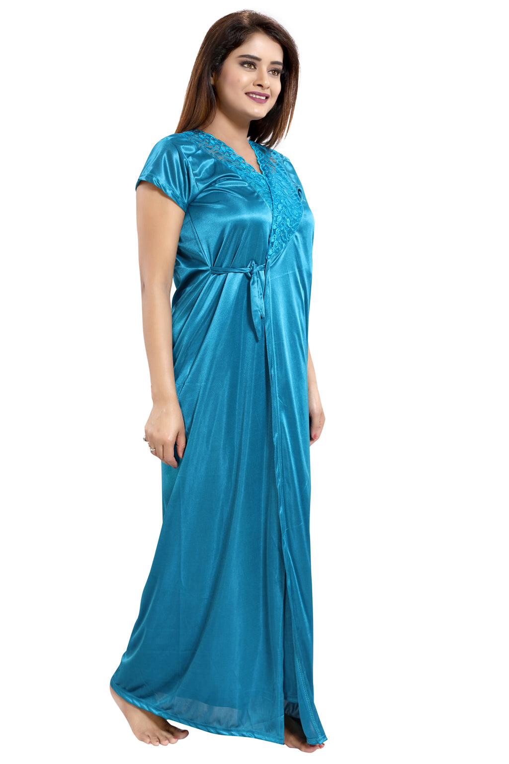 Sky Blue Satin Robe