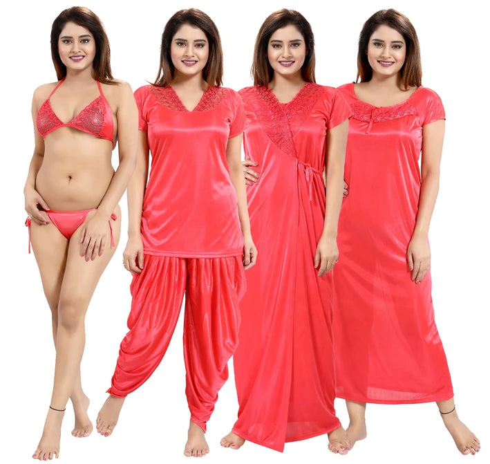 satin nightwear combo set for women
