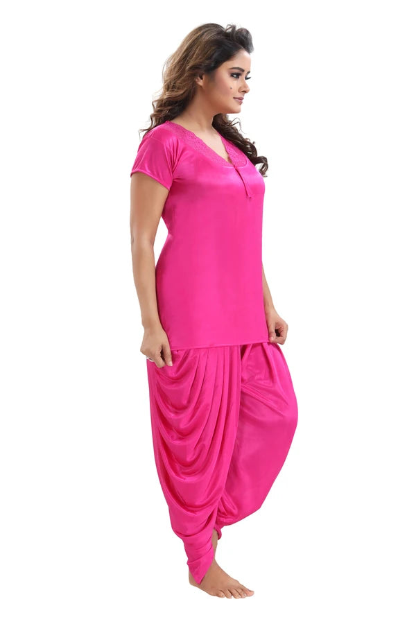 Pink Nightwear Set  Solid Satin