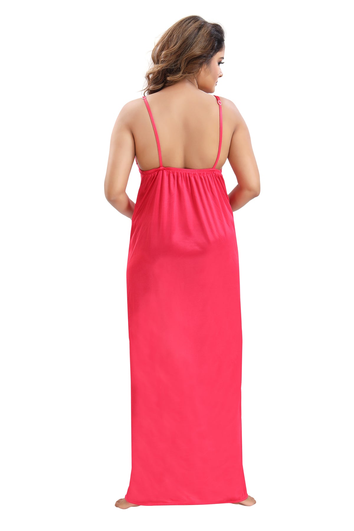 Hot Pink Solid Satin 6-Piece Nightwear Set for Women