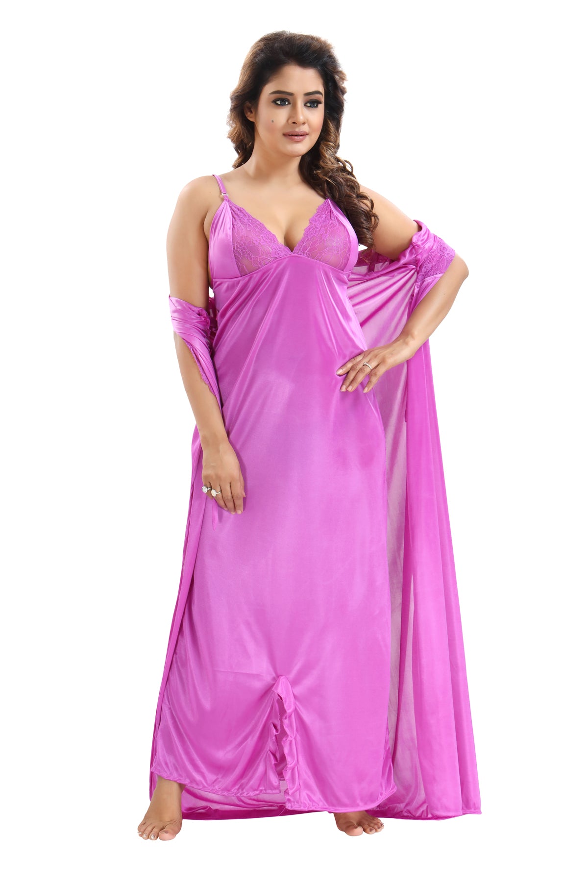 Women’s Purple Satin Pack of 6 Nightwear Combo Set