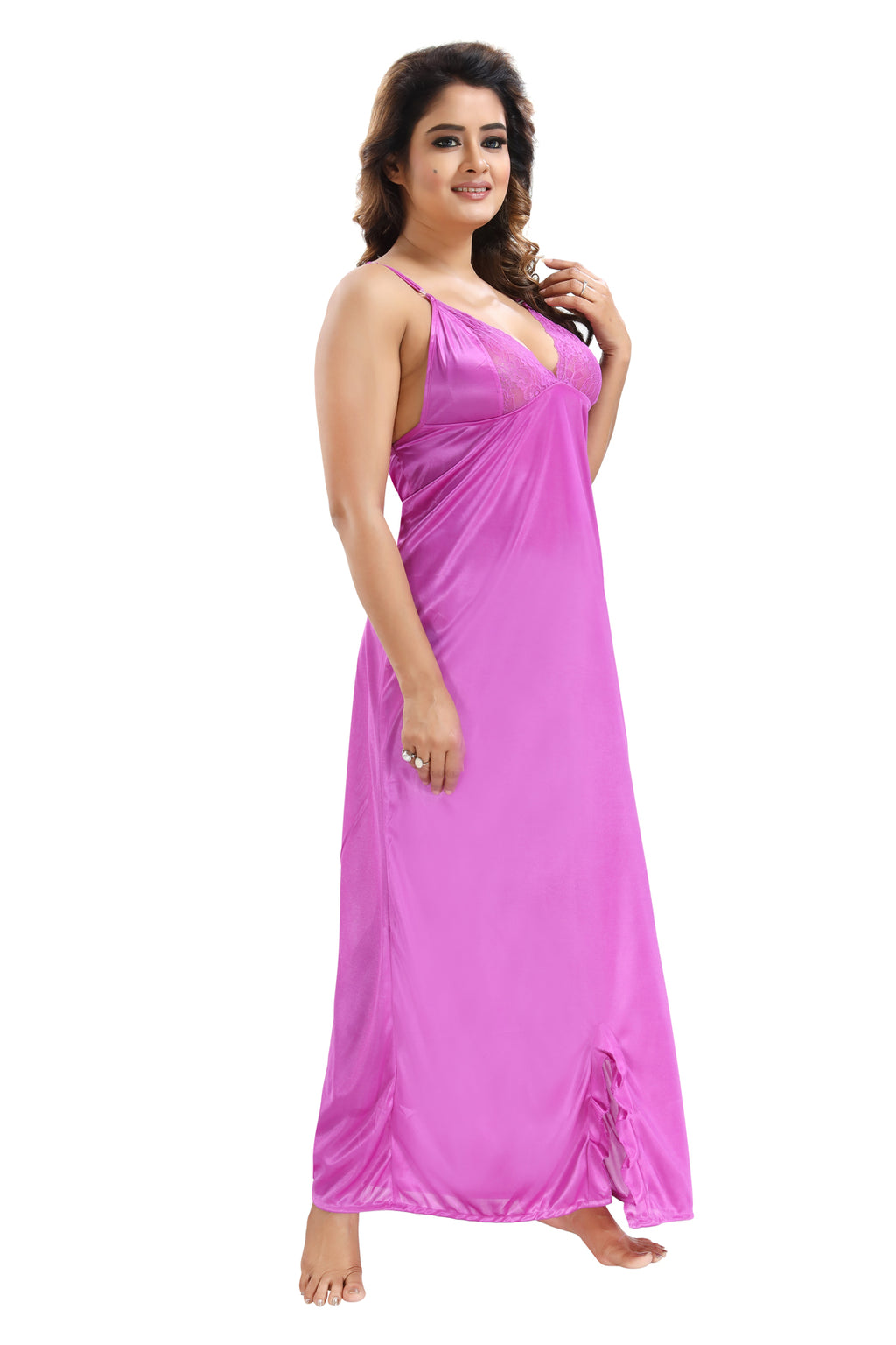 Women’s Purple Satin Pack of 6 Nightwear Combo Set