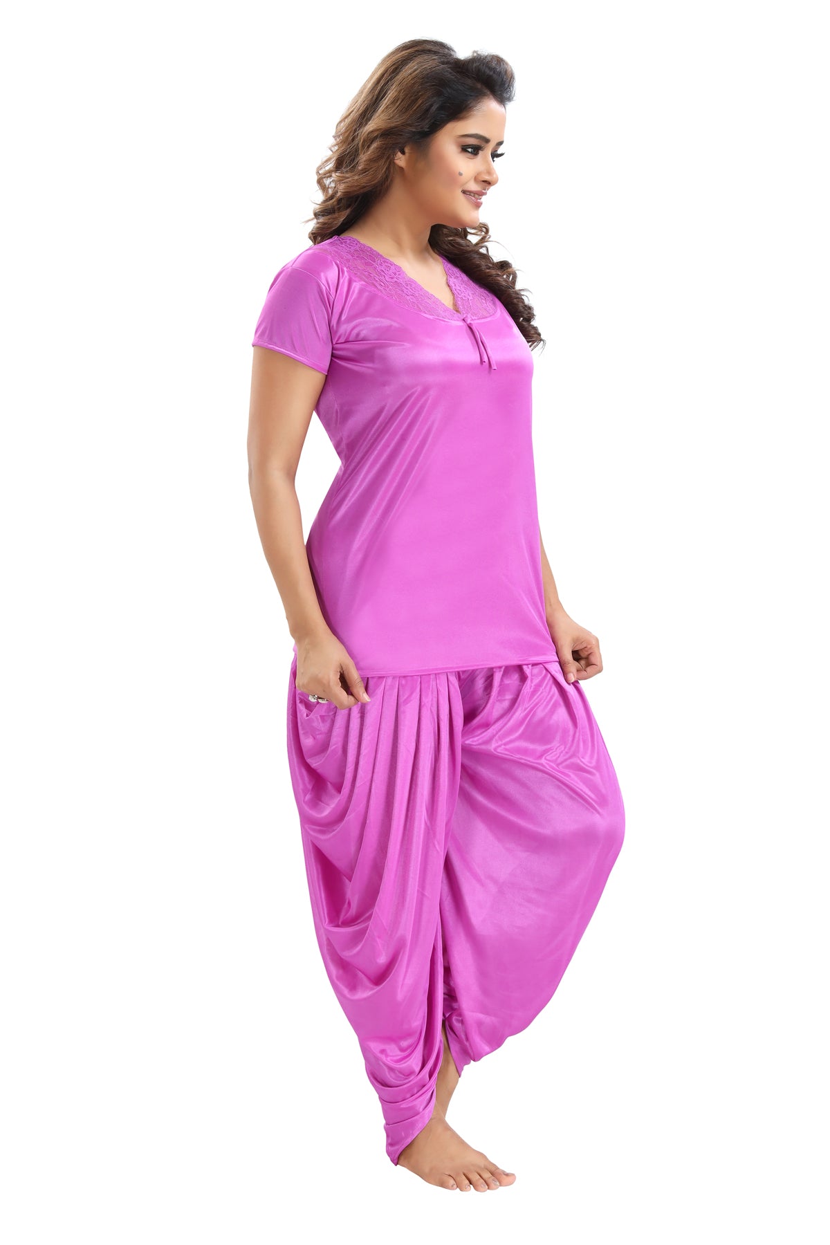 Women’s Purple Satin Pack of 6 Nightwear Combo Set