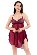 Wine Power Net Babydoll with Panty