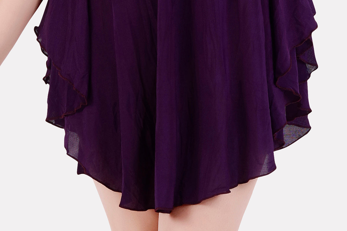 Purple Power Net Babydoll Nighty with Panty for Women