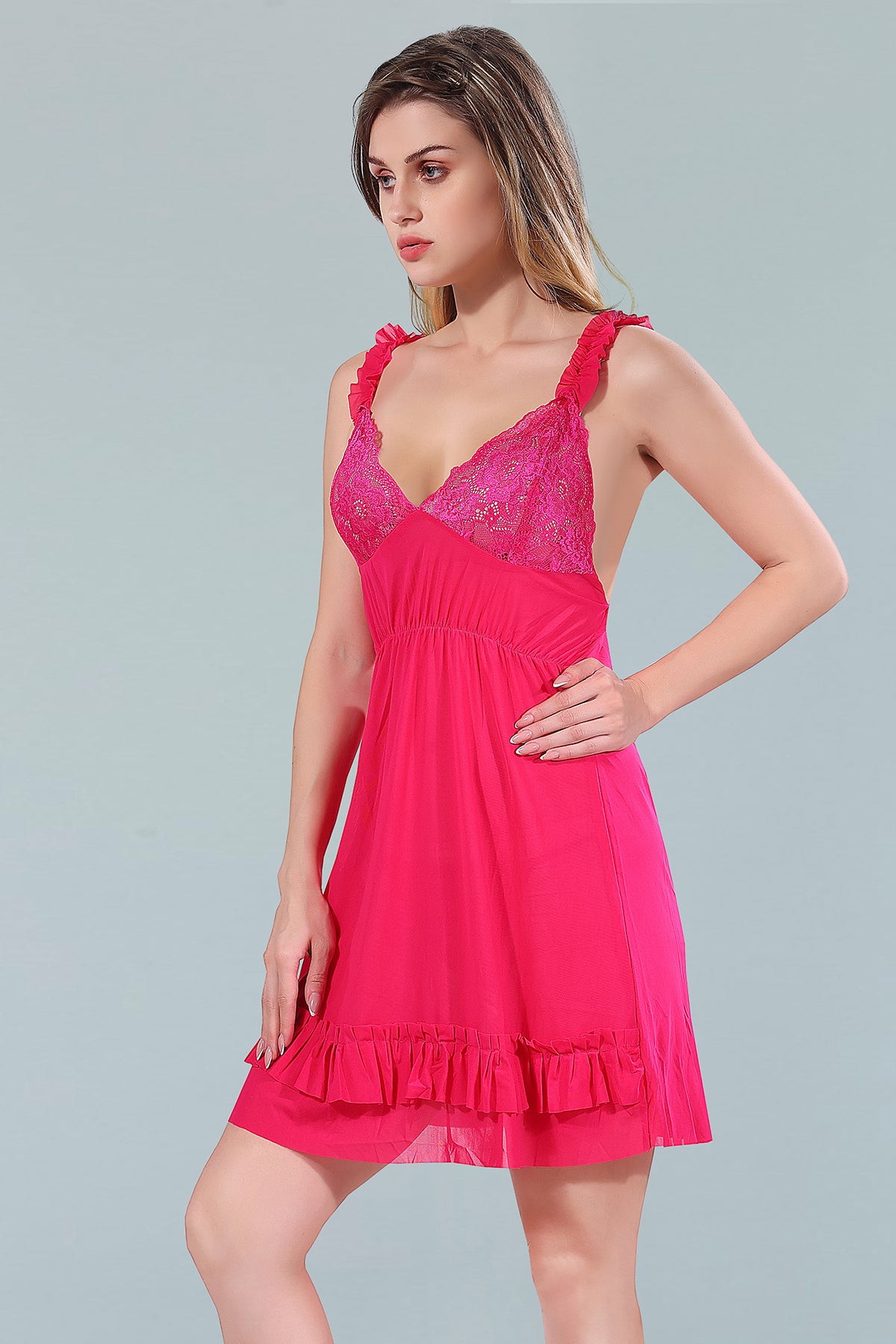 Pink Power Net Solid Sleeveless Pack of  for Women