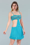 Blue Turquois Power Net Solid Sleeveless Pack of  for Women