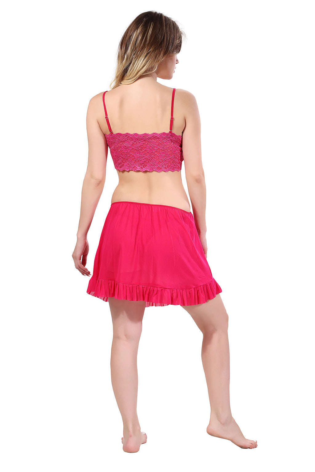 Pink Power Net Solid Sleeveless Pack of  for Women