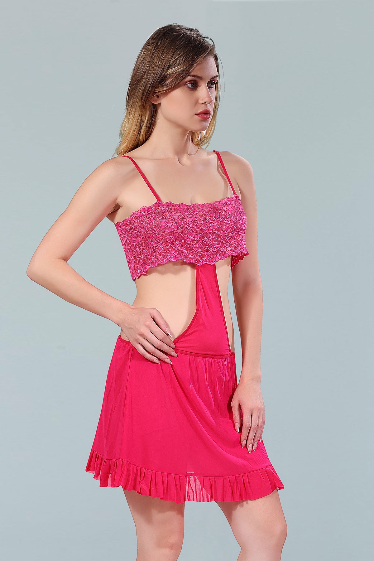 Pink Power Net Solid Sleeveless Pack of  for Women