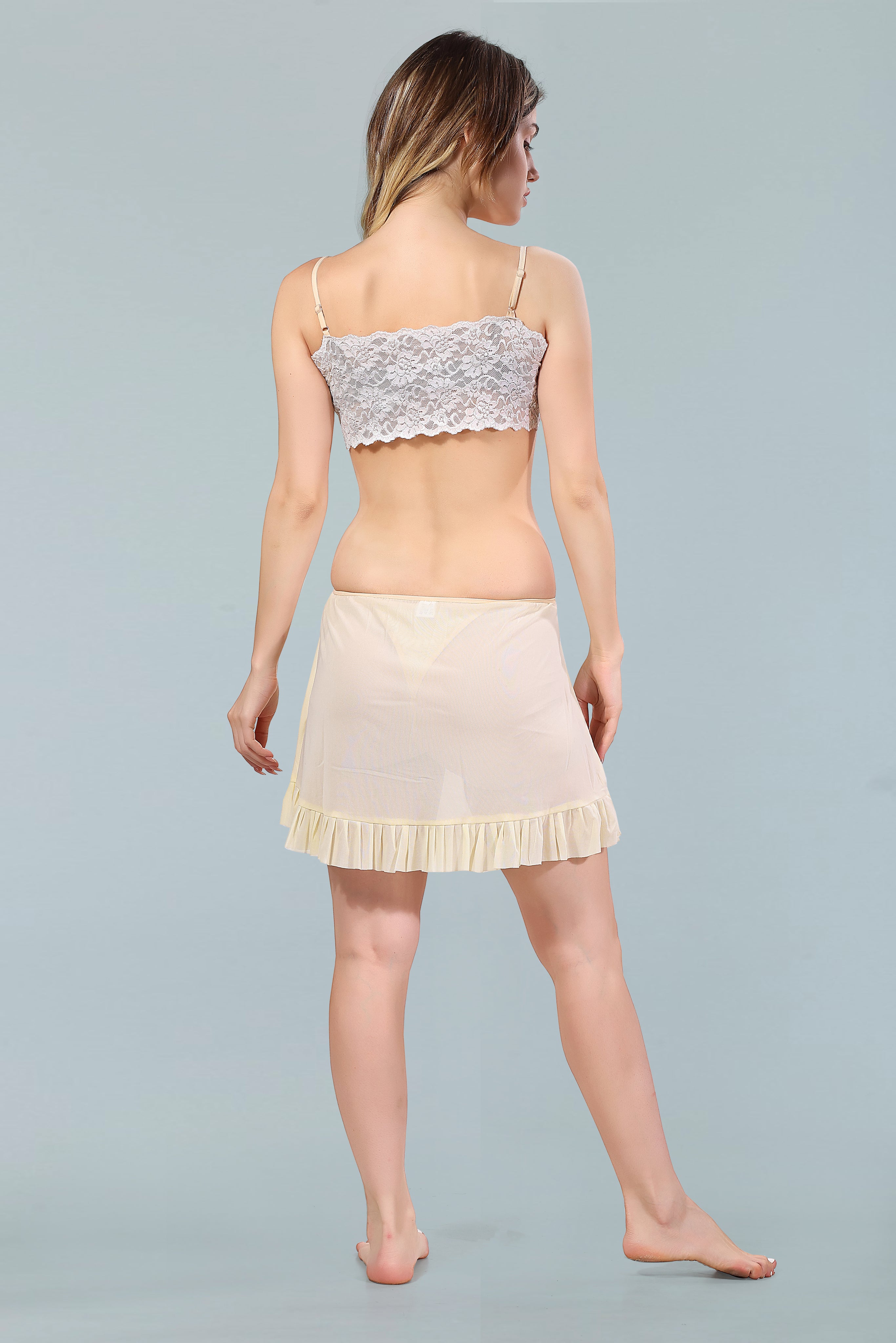 Cream Power Net Solid Sleeveless Pack of  for Women