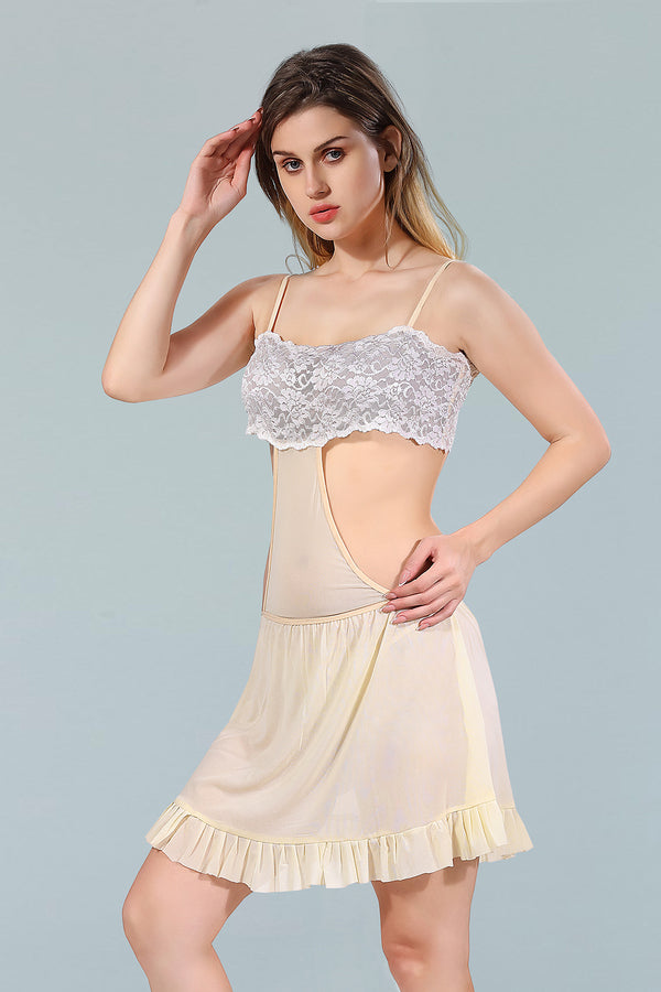 Cream Power Net Solid Sleeveless Pack of  for Women