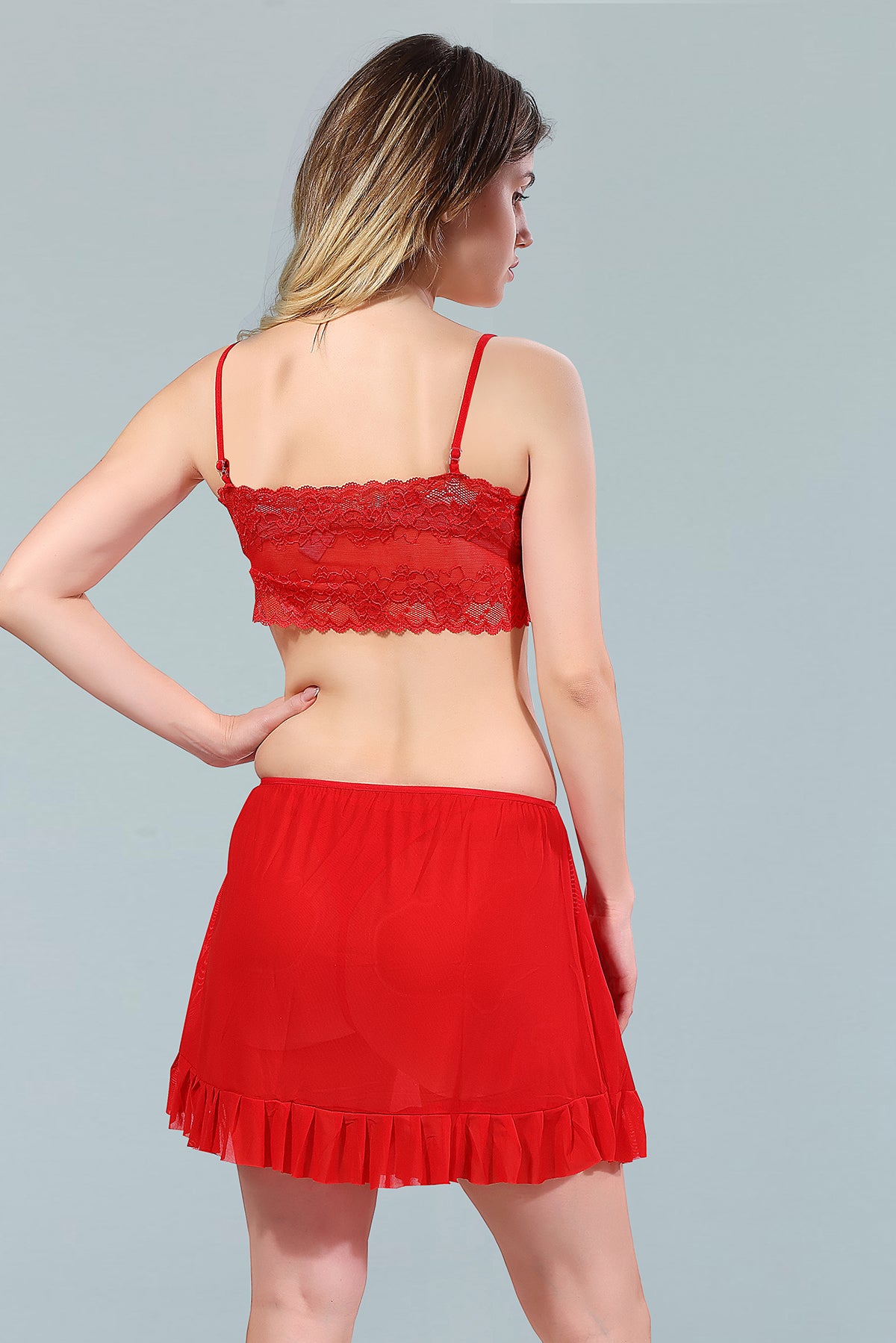 Red Power Net Solid Sleeveless Pack of  for Women