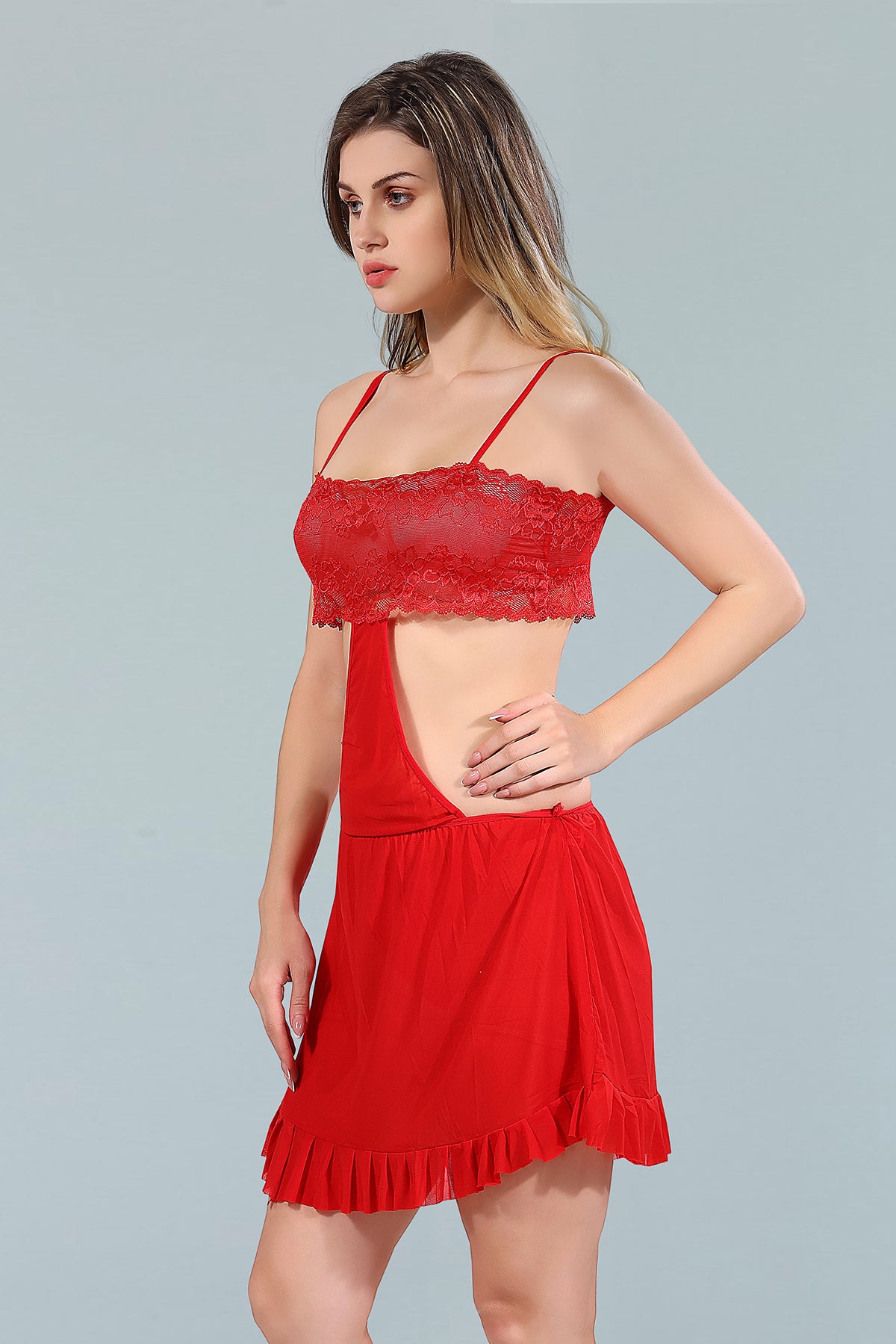 Red Power Net Solid Sleeveless Pack of  for Women