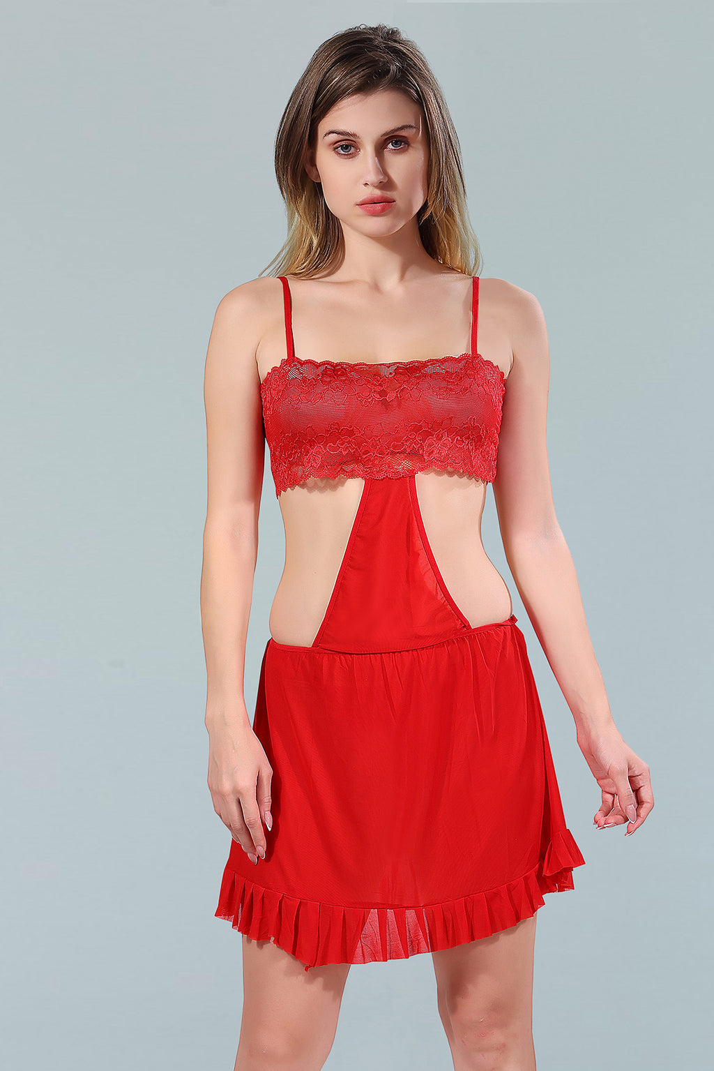 Red Power Net Solid Sleeveless Pack of  for Women