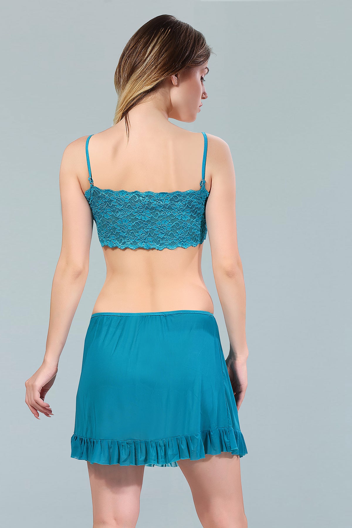Teal Blue Power Net Solid Sleeveless Pack of  for Women