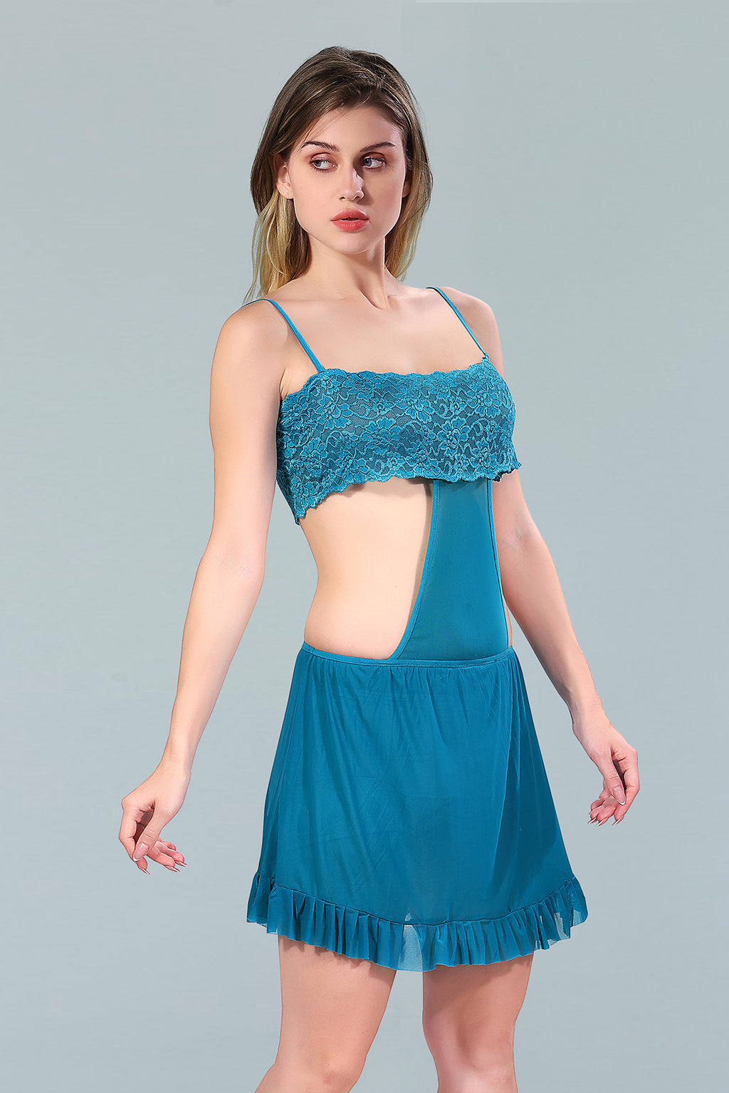 Teal Blue Power Net Solid Sleeveless Pack of  for Women