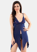 Navy Blue Power Net Babydoll Set