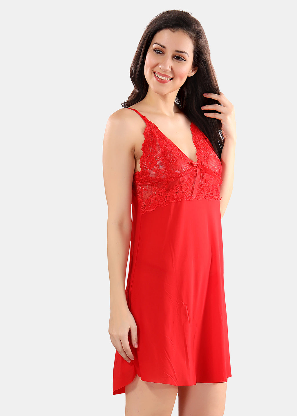 Solid Power Net Baby Doll Nighty with Panty for Women