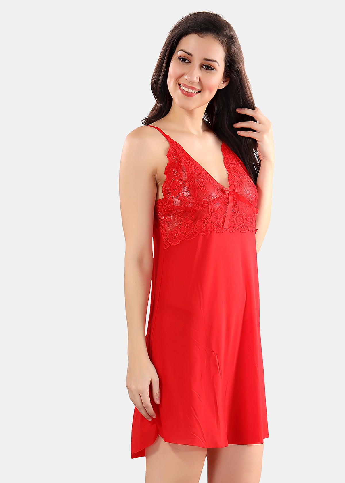 Solid Power Net Baby Doll Nighty with Panty for Women