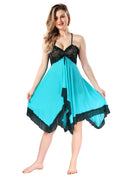 Turquoise Solid Power Net Baby Doll Nighty for Women