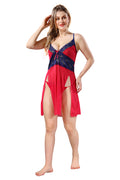 Blue Peach Solid Power Net Babydoll Nighty with Panty for Women