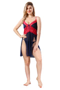 Navy Blue Solid Power Net Babydoll Nighty
