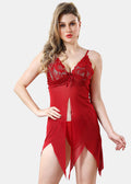 Maroon Power Net Babydoll for Women