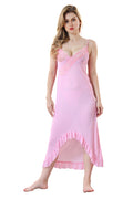 Solid Power Net Baby Doll Nighty with Panty for Women, Light Pink