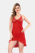 Be You Solid Power Net Baby Doll Nighty with Panty for Women