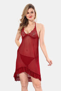 Be You Solid Power Net Baby Doll Nighty with Panty for Women
