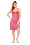 Light Pink Solid Power Net Babydoll Nighty