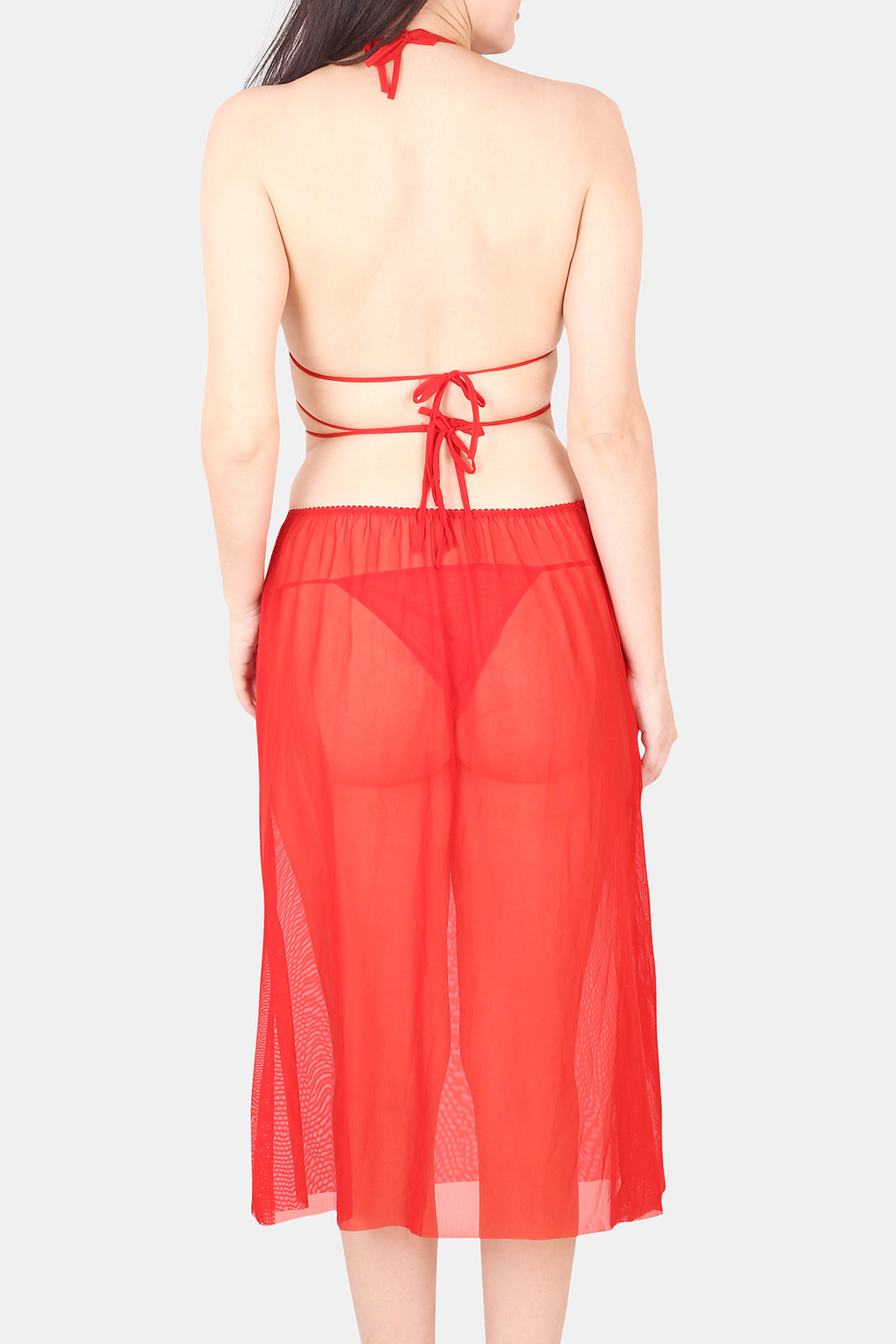 Heart Shape Power Net & Fur Baby Doll Nighty for Women