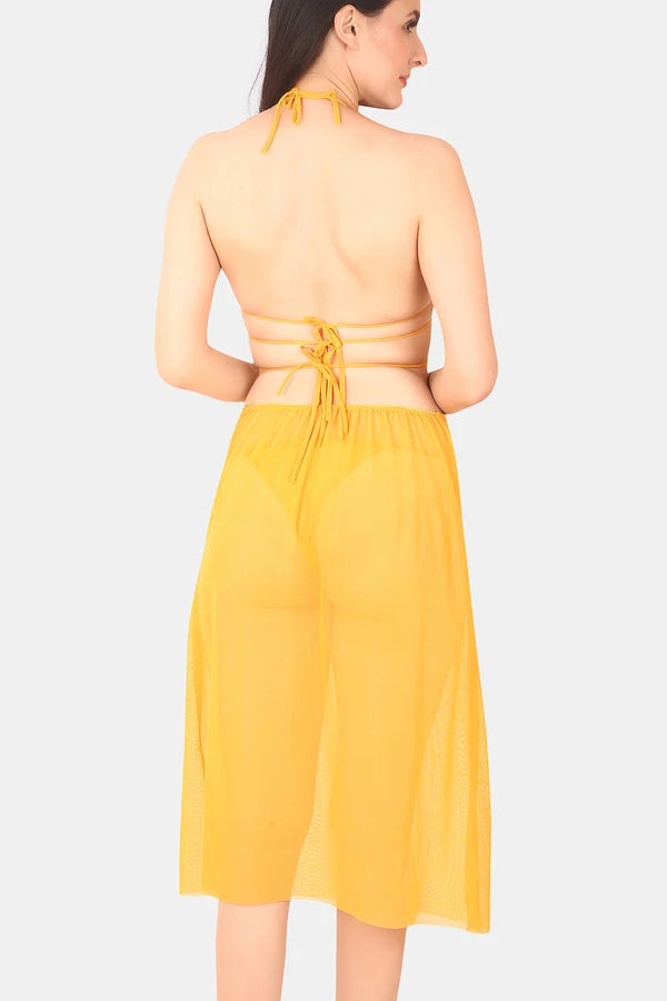Back view of halter neck baby doll nighty for women
