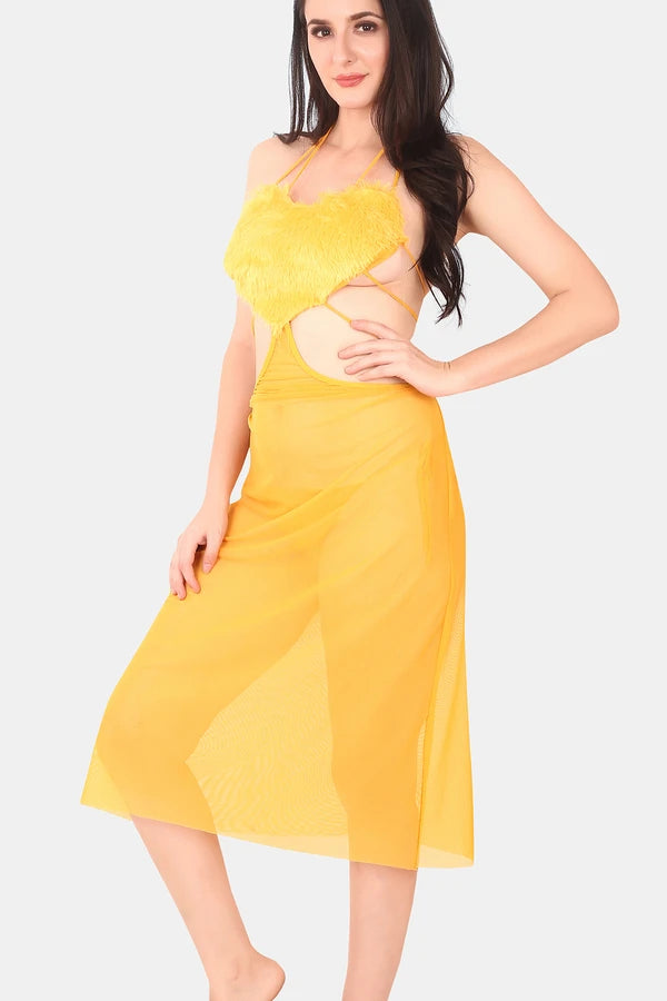 Side view of sexy baby doll nighty for women
